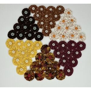 Handmade Yo-Yo Doily Table Topper Multicolor Country Cottage Primitive Folk Arts